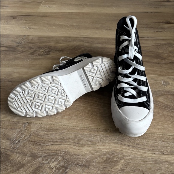 Black and White High-Top Platform Sneakers - Picture 3 of 3
